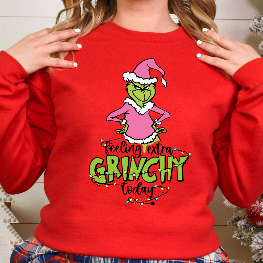 “Feeling Extra Grinchy Today” Grinch Crewneck