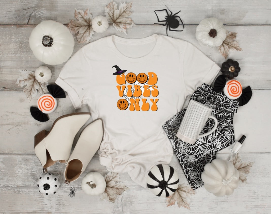 Halloween Good Vibes White Color