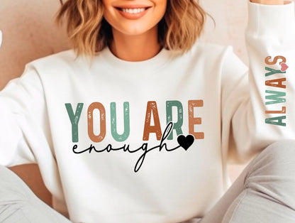 You are Enough Crewneck Light Pink