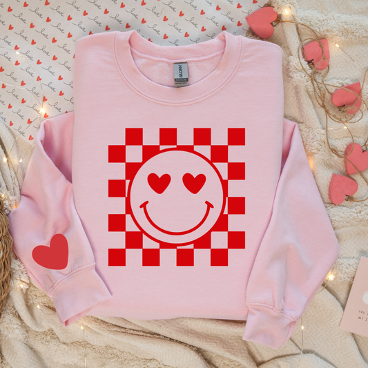 Pink Smiley Face Crewneck